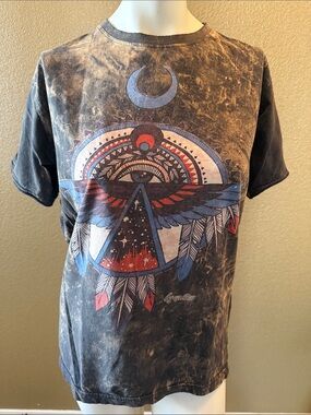 No Time Men's Graphic  T-Shirt - Black with Red & Blue Native-Inspired Print